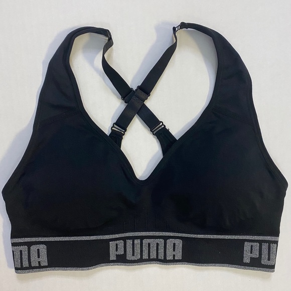 NWOT NICE BLACK *PUMA* LOGO SPORT BRA! SIZE SMALL - Picture 1 of 5